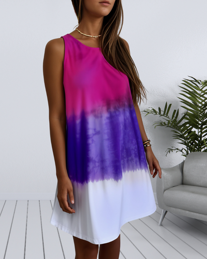 Sleeveless Tricolor Summer Dress